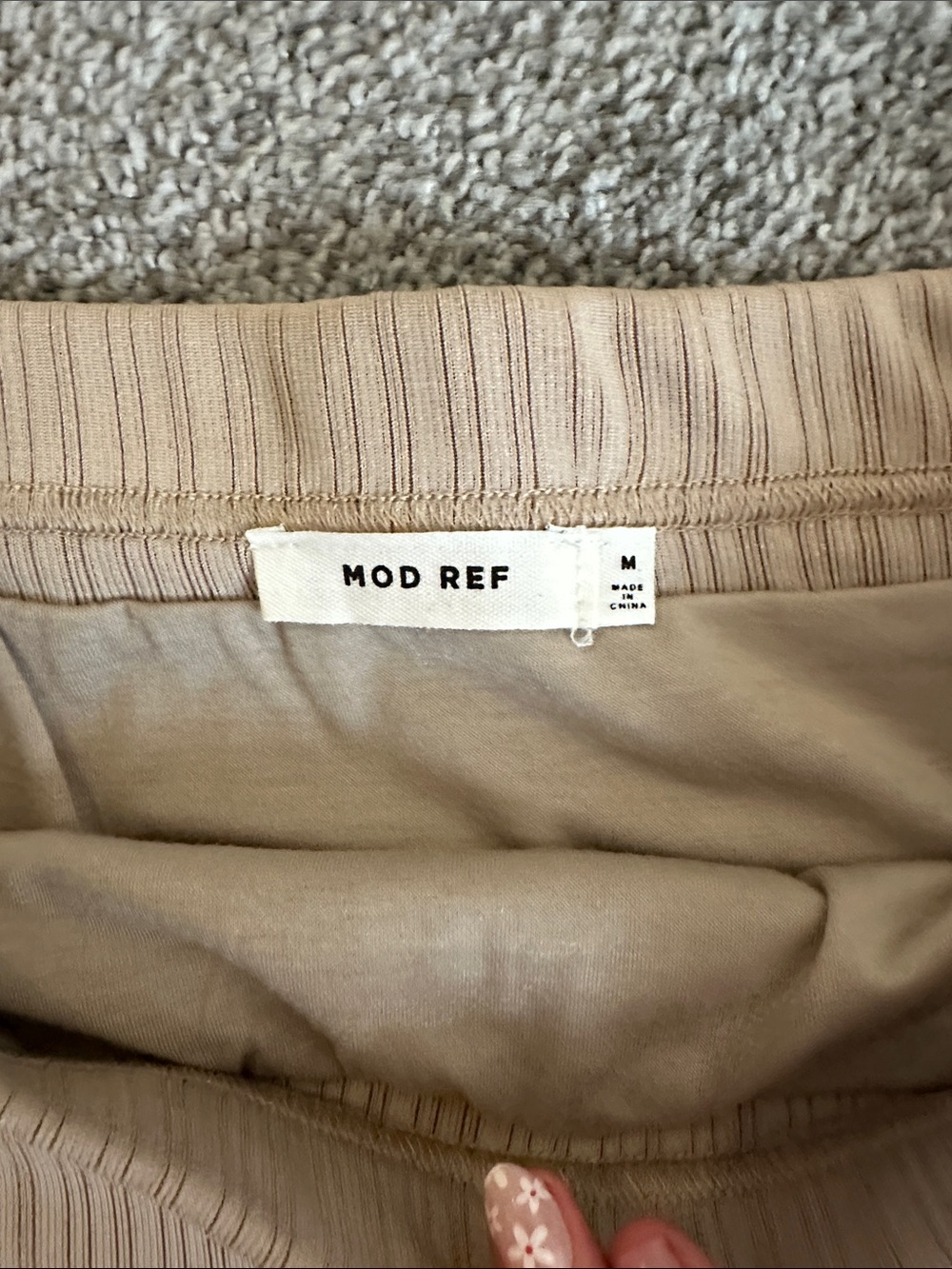 Mod Ref Neutral Ribbed Midi Skirt with Side Slit - Picture 2 of 2